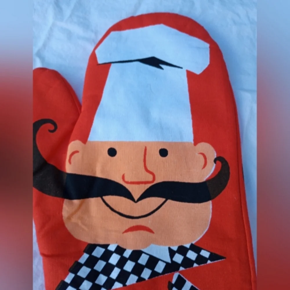Handmade Red Chef Oven Mitt Kitchen Everyday Gift Decoration Retro Housewarming